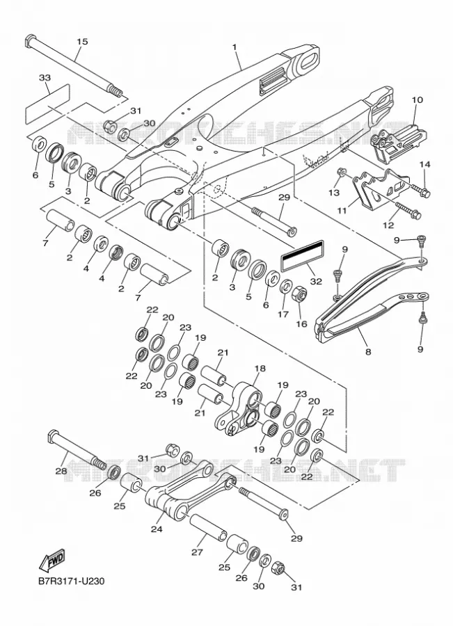 BRAS ARRIERE Yamaha MOTO 250 2024 WRF  WR250F