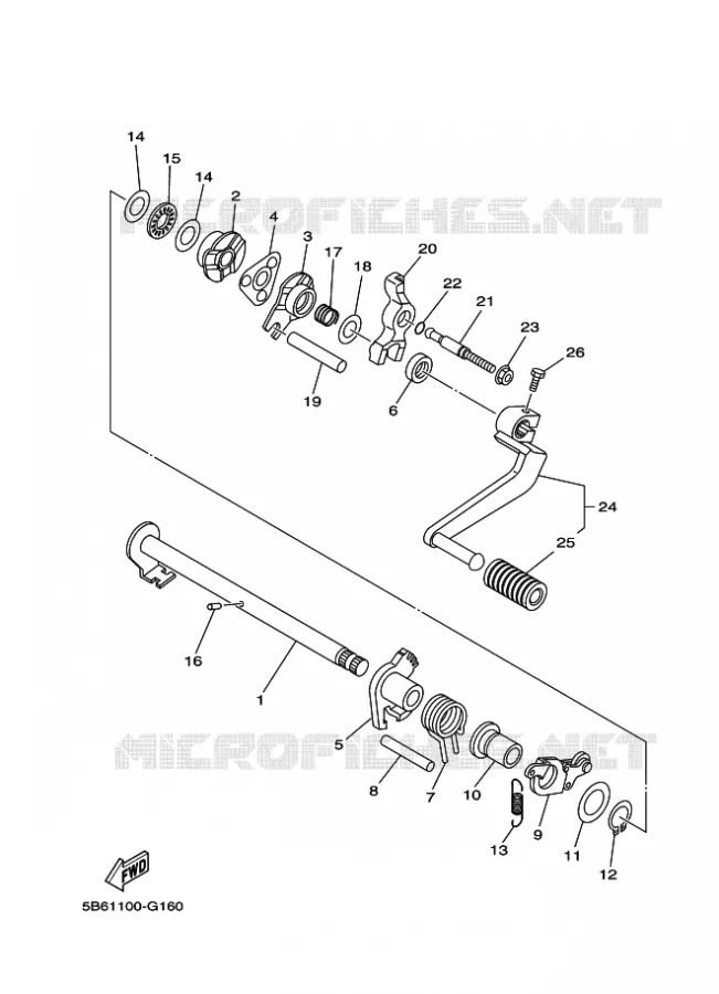 AXE DE SELECTEUR / PEDALE Yamaha MOTO 110 2024 TTR  TT-R110ER