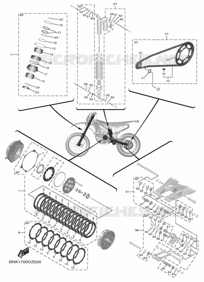 KIT PIECES D'ENTRETIEN Yamaha MOTO 450 2024 WRF  WR450FR