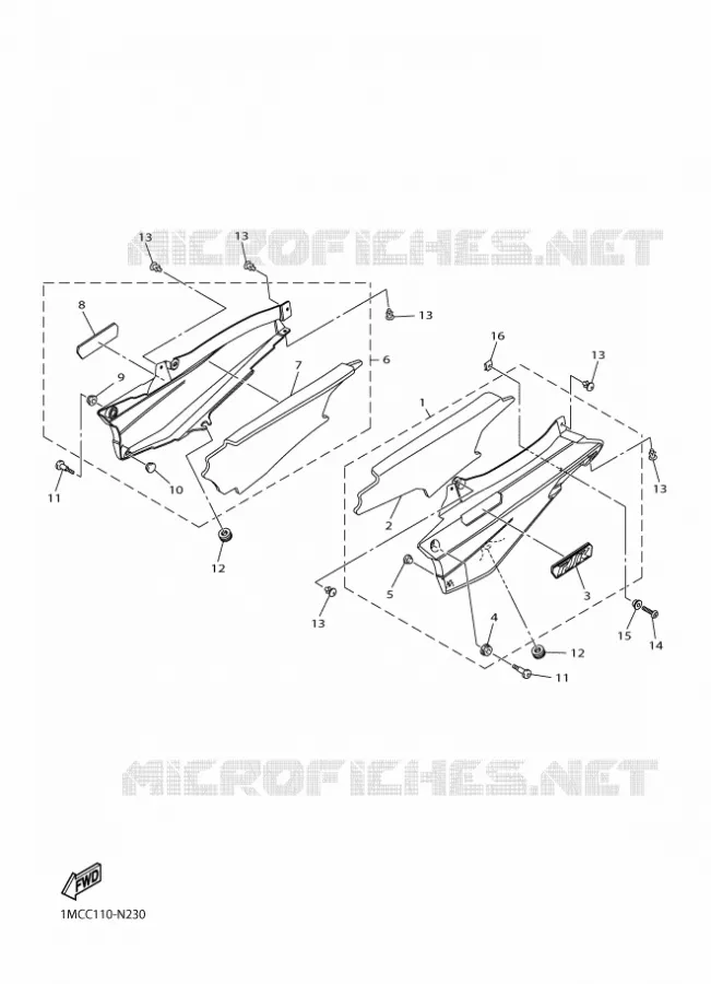 COUVERCLE LATERAL Yamaha MOTO 1300 2024 FJR  FJR13AESR / FJR1300-AE