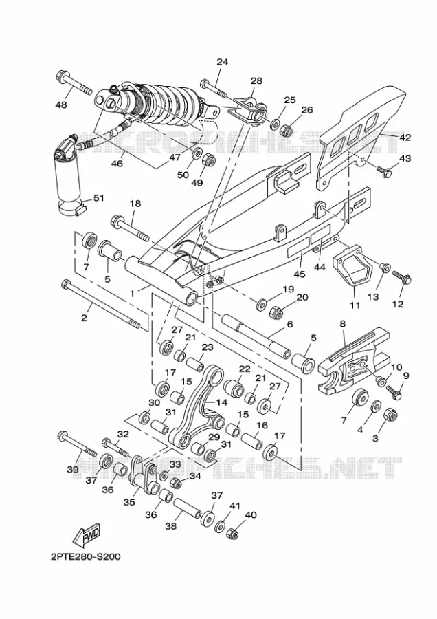 BRAS OSCILLANT / AMORTISSEUR Yamaha MOTO 125 2024 TTR  TT-R125LER / TT-R125LWE