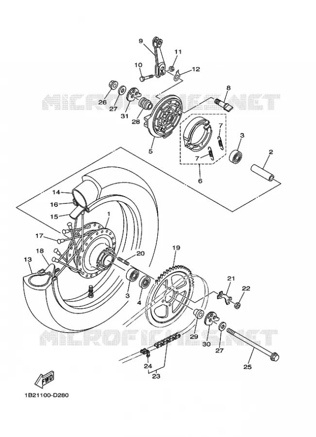 ROUE ARRIERE Yamaha MOTO 125 2024 TTR  TT-R125LER / TT-R125LWE