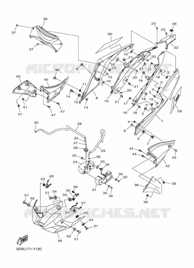COUVERCLE LATERAL Yamaha MOTO 300 2023 MT  MT03AP / MTN320-A