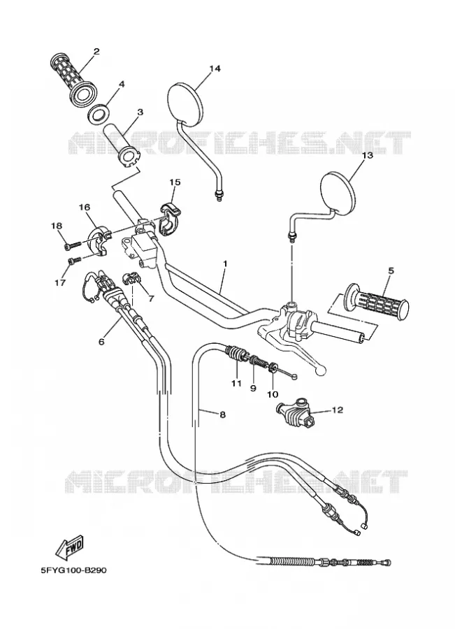 GUIDON ET CABLES Yamaha MOTO 200 2023 TW  TW200P / TW200E