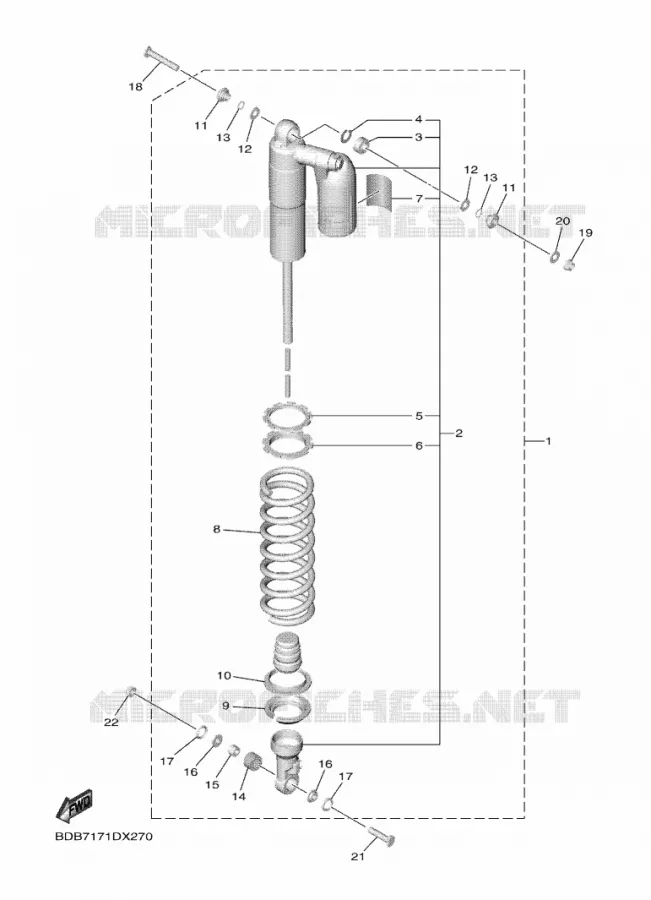 AMORTISSEUR ARRIERE Yamaha MOTO 450 2023 WRF  WR450FP