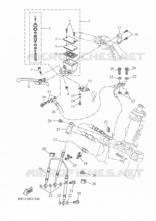 MAITRE CYLINDRE DE FREIN AVANT Yamaha MOTO 700 2023 TENERE  XTZ07AP / XTZ690