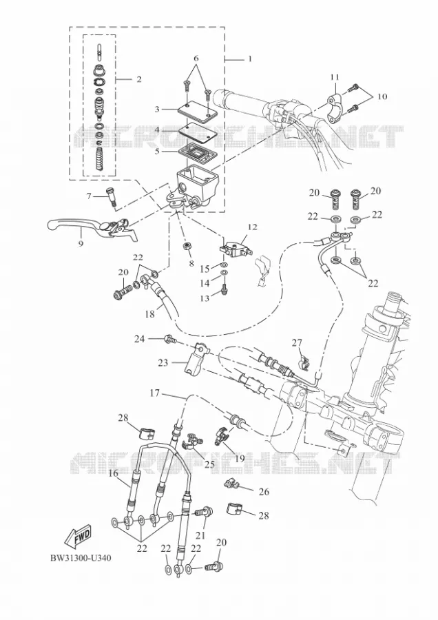 MAITRE CYLINDRE DE FREIN AVANT Yamaha MOTO 700 2023 TENERE  XTZ07AP / XTZ690