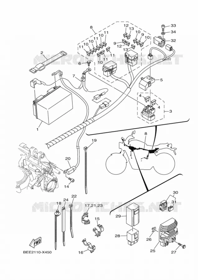 PARTIE ELECTRIQUE 1 Yamaha MOTO 700 2023 XSR  XSR700AP / MTM690