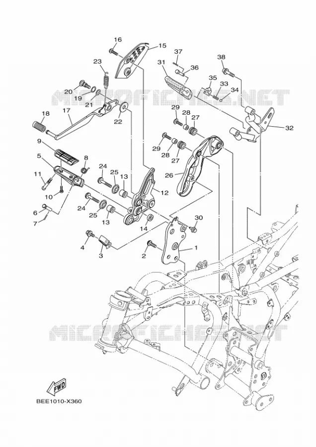 SUPPORT / REPOSE PIEDS 2 Yamaha MOTO 700 2022 XSR  XSR700AN / MTM690