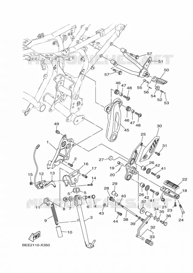 SUPPORT / REPOSE PIEDS Yamaha MOTO 700 2022 XSR  XSR700AN / MTM690