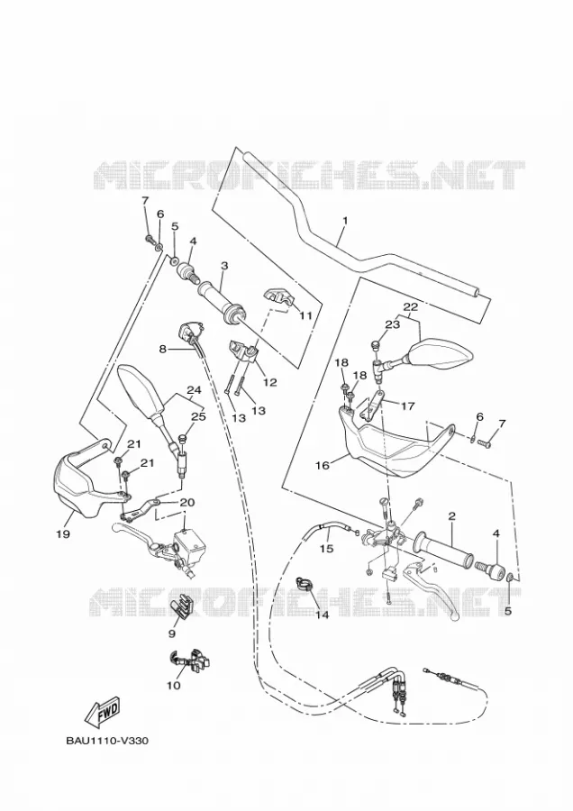 GUIDON ET CABLES Yamaha MOTO 700 2022 TENERE  XTZ07AN / XTZ690
