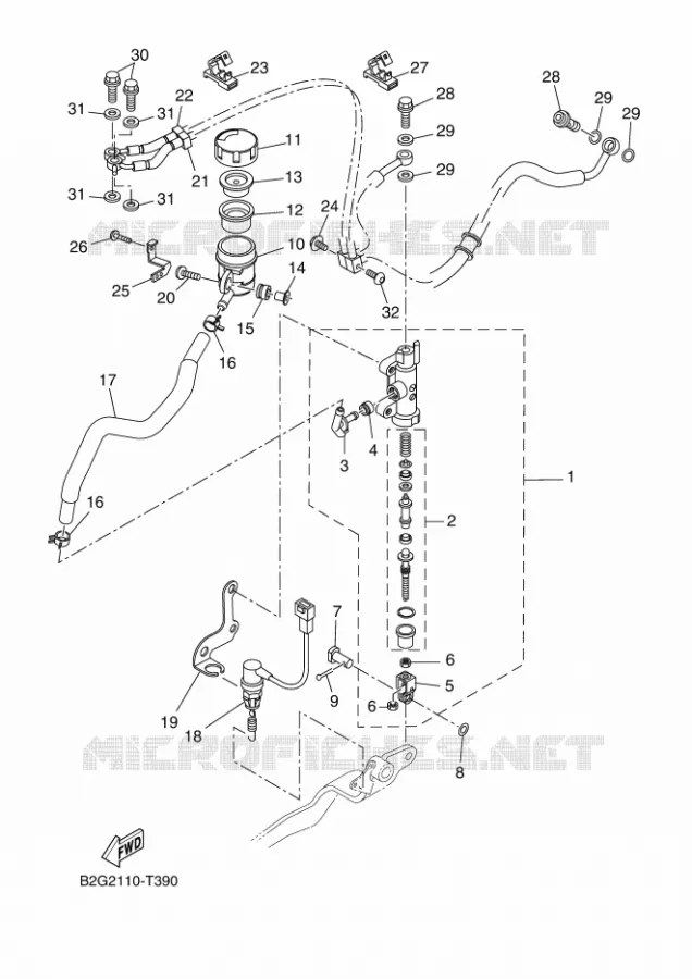 MAITRE CYLINDRE DE FREIN ARRIERE Yamaha MOTO 700 2021 XSR  XSR700AMW / MTM690