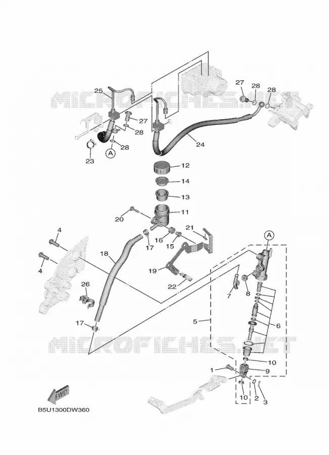 MAITRE CYLINDRE DE FREIN ARRIERE Yamaha MOTO 900 2021 TRACER  MTT890D