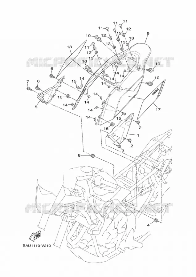 COUVERCLE LATERAL Yamaha MOTO 700 2021 TENERE  XTZ07AM / XTZ690