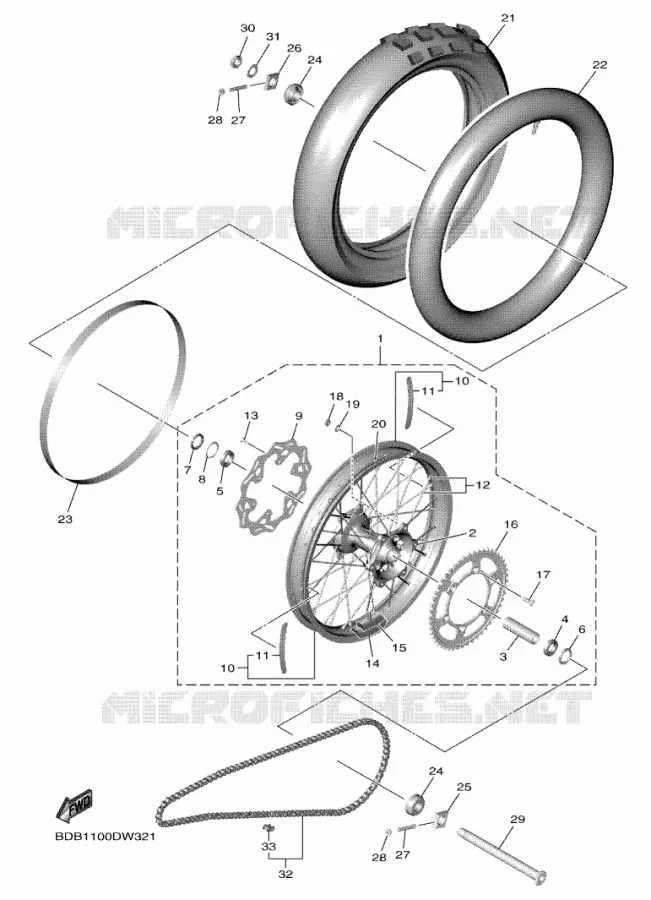 ROUE ARRIERE Yamaha MOTO 450 2021 WRF  WR450FML