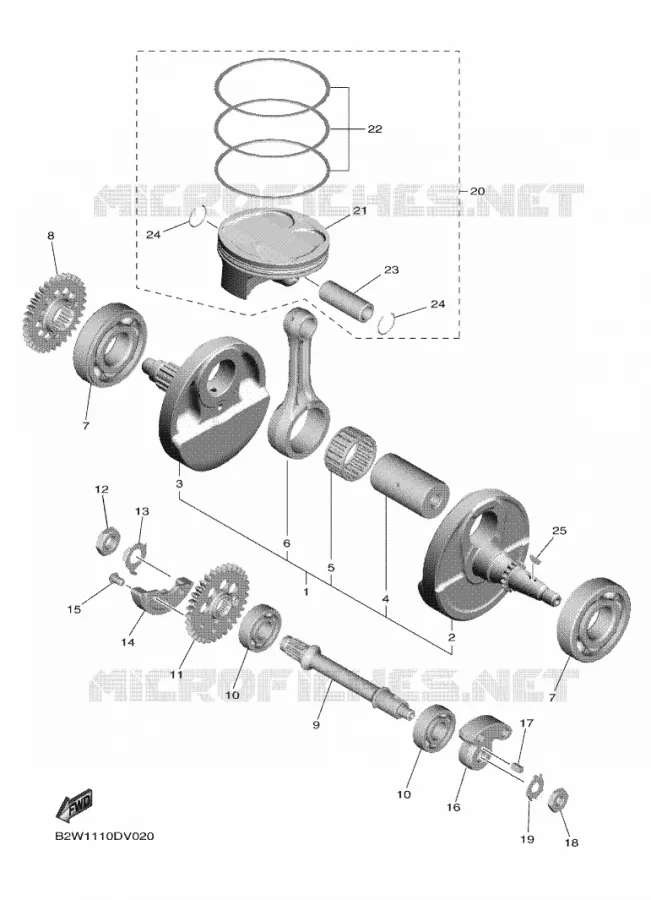 VILEBREQUIN / PISTON Yamaha MOTO 450 2021 YZF  YZ450FXML