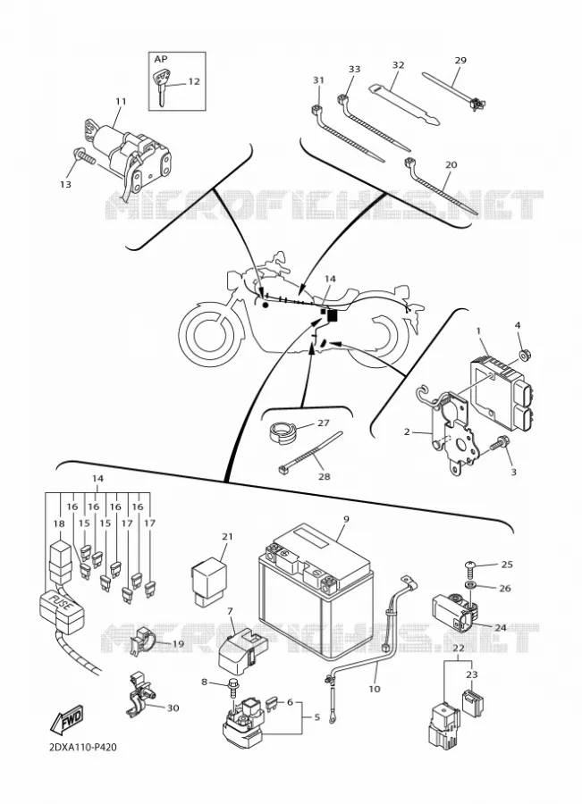 PARTIE ELECTRIQUE 2 Yamaha MOTO 950 2021 BOLT  XVS95CMB/L / XVS950CUD