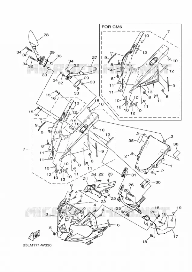 PARE BRISE Yamaha MOTO 300 2021 R3  YZF320-A