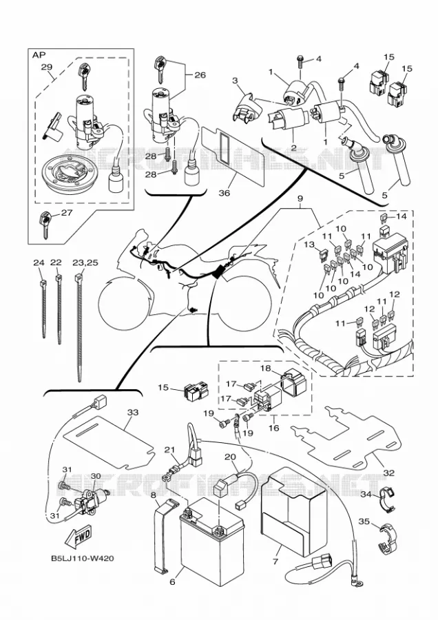 PARTIE ELECTRIQUE 1 Yamaha MOTO 300 2021 R3  YZF320-A