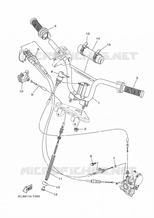 GUIDON ET CABLES Yamaha MOTO 50 2021 TTR  TTR50EML