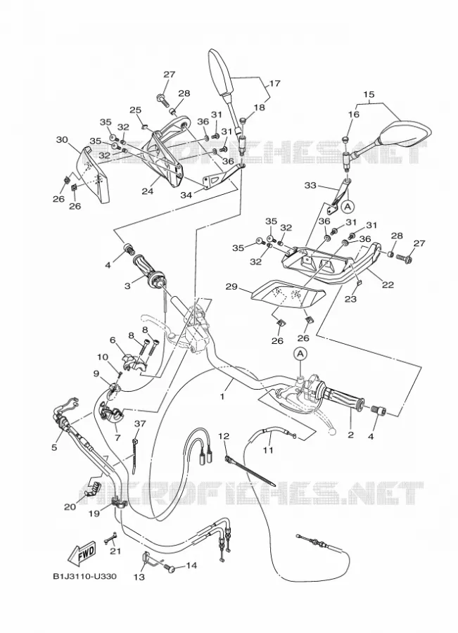 GUIDON ET CABLES Yamaha MOTO 900 2020 TRACER  MTT850D