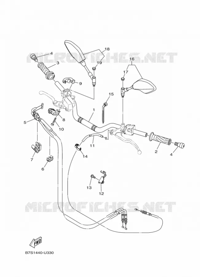 GUIDON ET CABLES Yamaha MOTO 700 2020 MT  MTN690-A