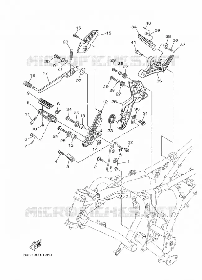 SUPPORT / REPOSE PIEDS 2 Yamaha MOTO 700 2020 MT  MTN690-A