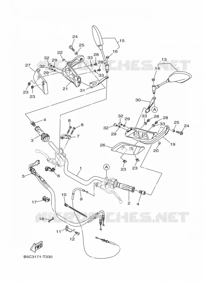 GUIDON ET CABLES Yamaha MOTO 900 2020 TRACER  MTT09AL / MTT850