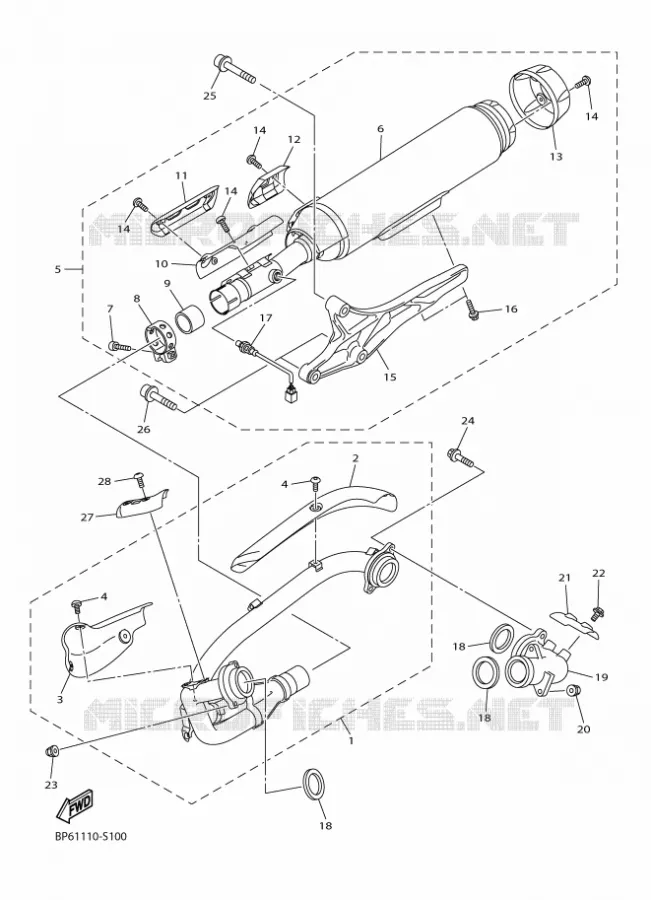 ECHAPPEMENT Yamaha MOTO 950 2020 BOLT  XVS95CL / XVS950CUD