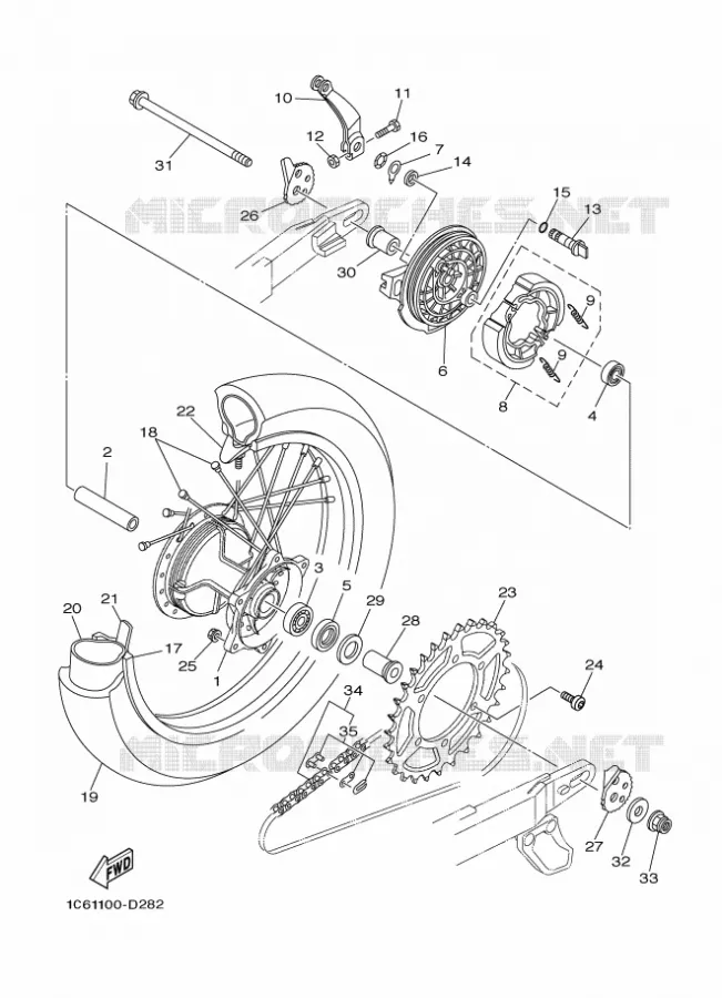 ROUE ARRIERE Yamaha MOTO 230 2020 TTR  TT-R230L
