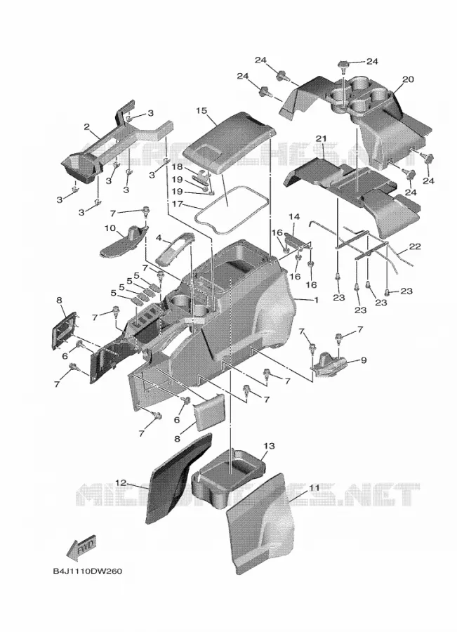 COUVERCLE LATERAL 3 Yamaha SIDE BY SIDE 1000 2024 WOLVERINE  YX10FRPSR / YXF1000EWS
