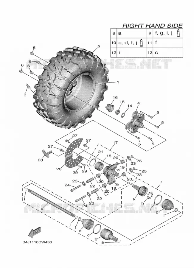ROUE ARRIERE 2 Yamaha SIDE BY SIDE 1000 2024 WOLVERINE  YX10FRPSR / YXF1000EWS