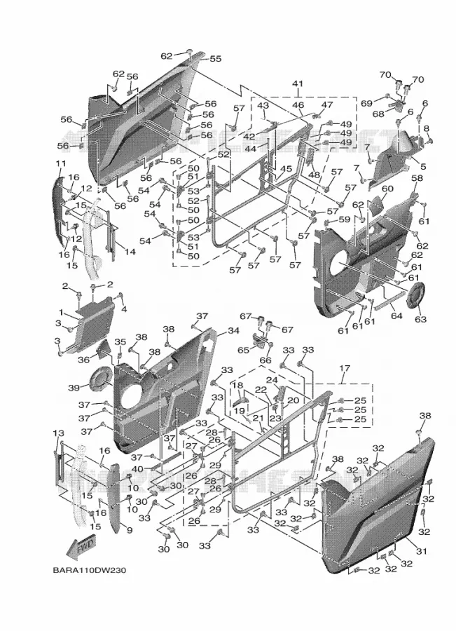 COUVERCLE LATERAL Yamaha SIDE BY SIDE 850 2024 WOLVERINE  YX85FPAR / YXF850E