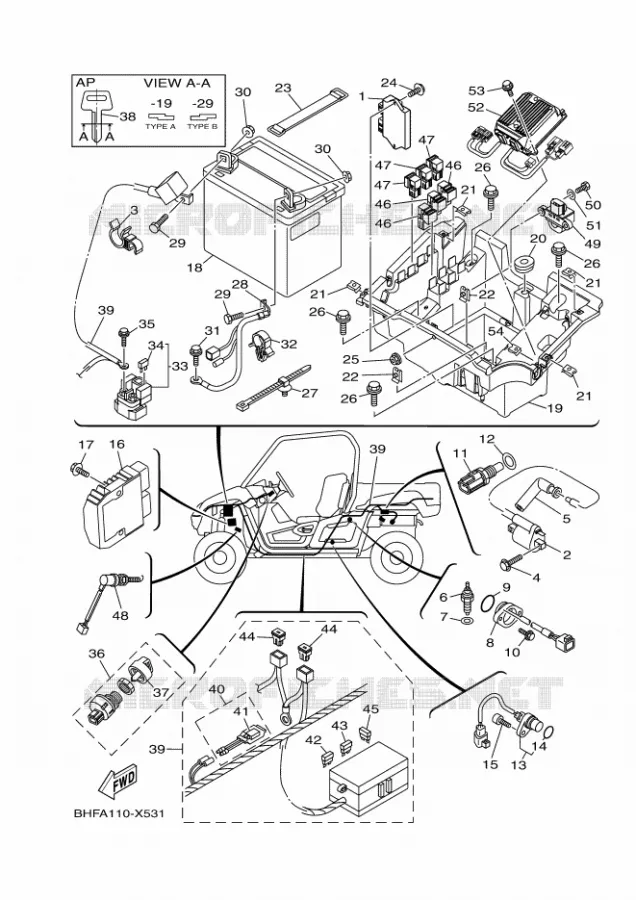 PARTIE ELECTRIQUE 1 Yamaha SIDE BY SIDE 700 2024 VIKING  YX70MPR / YXM700E