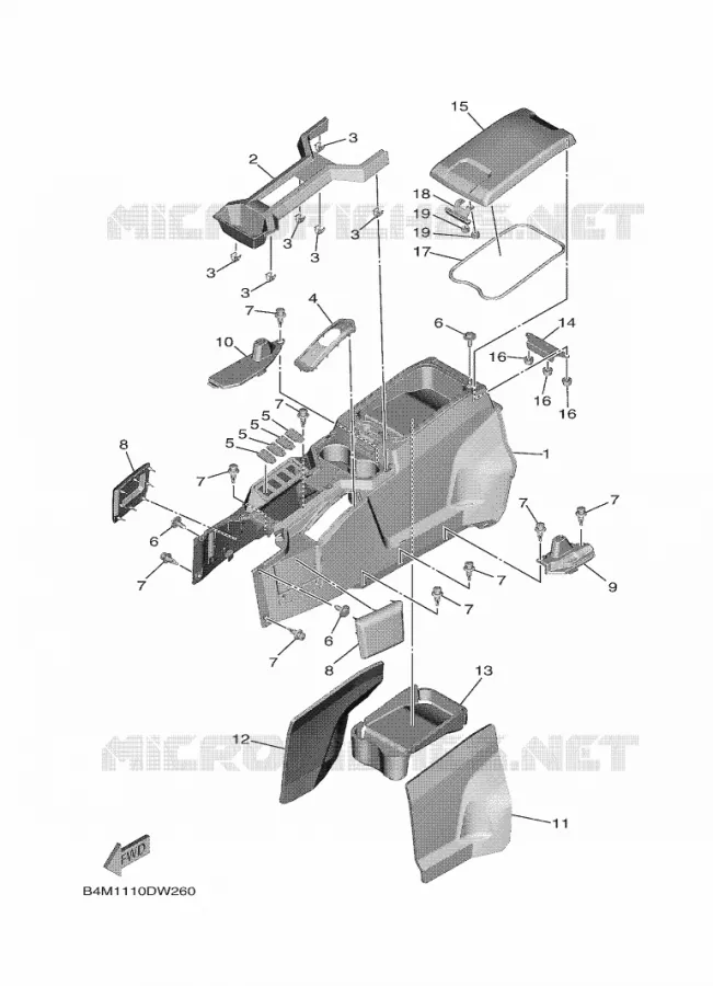 COUVERCLE LATERAL 3 Yamaha SIDE BY SIDE 1000 2024 WOLVERINE  YX10ERPSR / YXE1000EWS