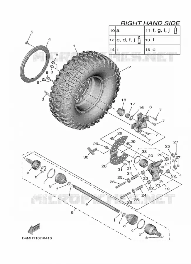 ROUE ARRIERE 2 Yamaha SIDE BY SIDE 1000 2024 WOLVERINE  YX10ERPSR / YXE1000EWS