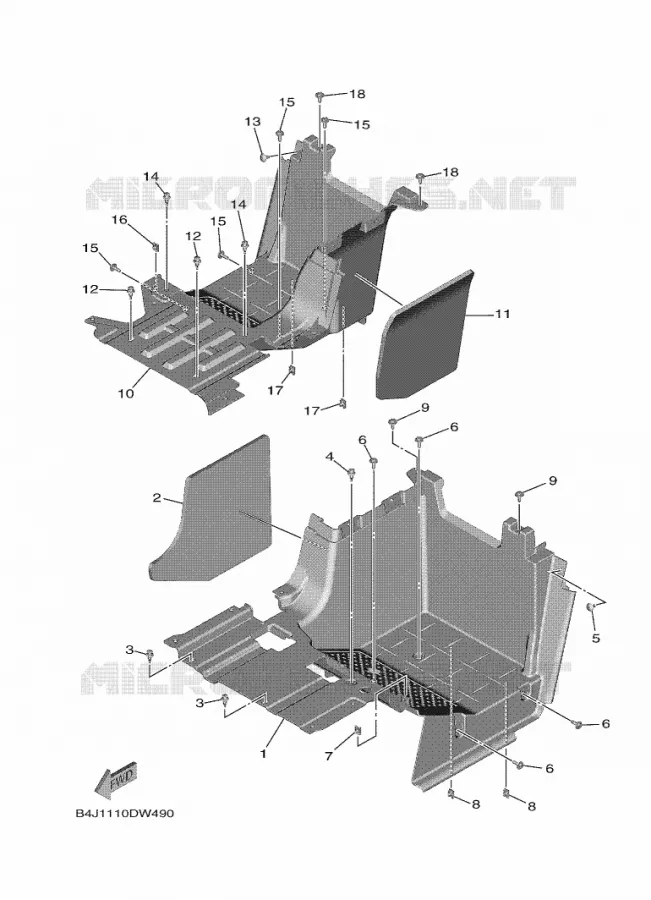 SUPPORT / REPOSE PIEDS 2 Yamaha SIDE BY SIDE 1000 2023 WOLVERINE  YX10FRPSP / YXF1000EWS