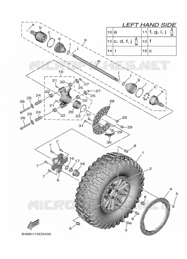 ROUE ARRIERE Yamaha SIDE BY SIDE 1000 2023 WOLVERINE  YX10ERPSP / YXE1000EWS