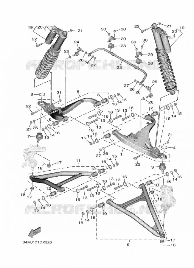 SUSPENSION / ROUE AVANT Yamaha SIDE BY SIDE 1000 2023 WOLVERINE  YX10ERPSP / YXE1000EWS