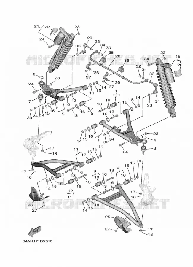 SUSPENSION / ROUE AVANT Yamaha SIDE BY SIDE 850 2023 WOLVERINE  YX85EPSP / YXE850ENS
