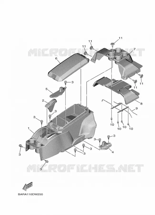 COUVERCLE LATERAL 3 Yamaha SIDE BY SIDE 850 2023 WOLVERINE  YX85FPSP / YXF850ES