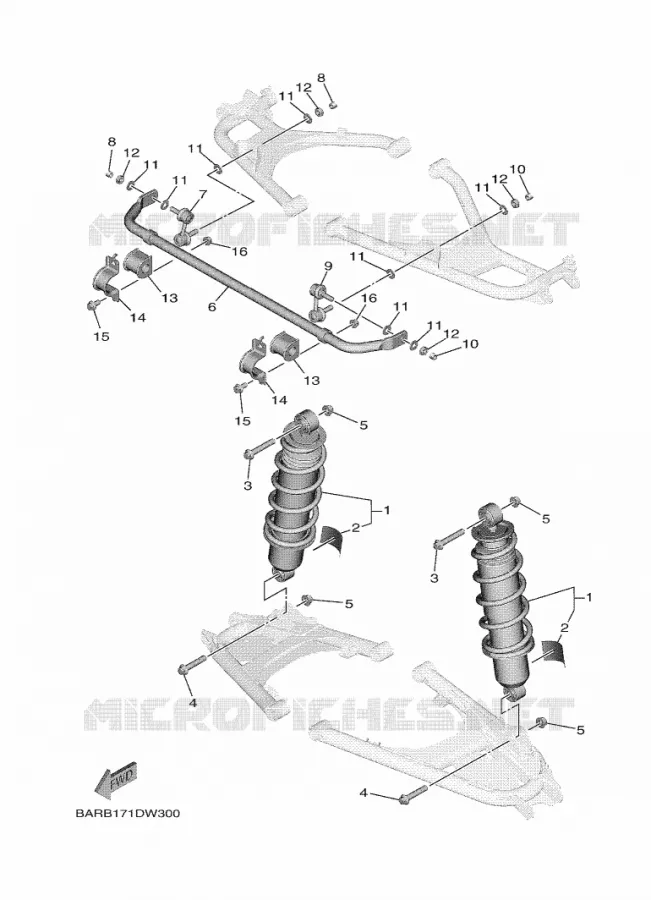 AMORTISSEUR ARRIERE Yamaha SIDE BY SIDE 850 2023 WOLVERINE  YX85FPSP / YXF850ES