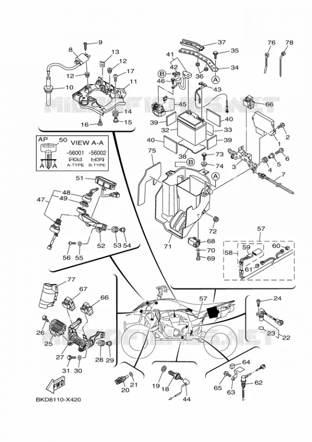 PARTIE ELECTRIQUE 1 Yamaha QUAD 450 2023 YFZ  YF45ZP