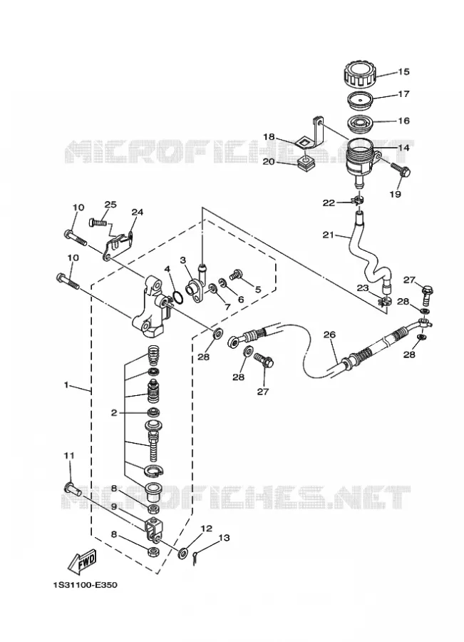MAITRE CYLINDRE DE FREIN ARRIERE Yamaha QUAD 700 2023 RAPTOR  YF70RSP / YFM700R