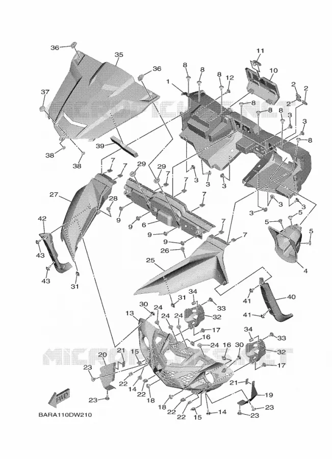 GARDE BOUE AVANT Yamaha SIDE BY SIDE 850 2022 WOLVERINE  YX85FPSN / YXF850ES
