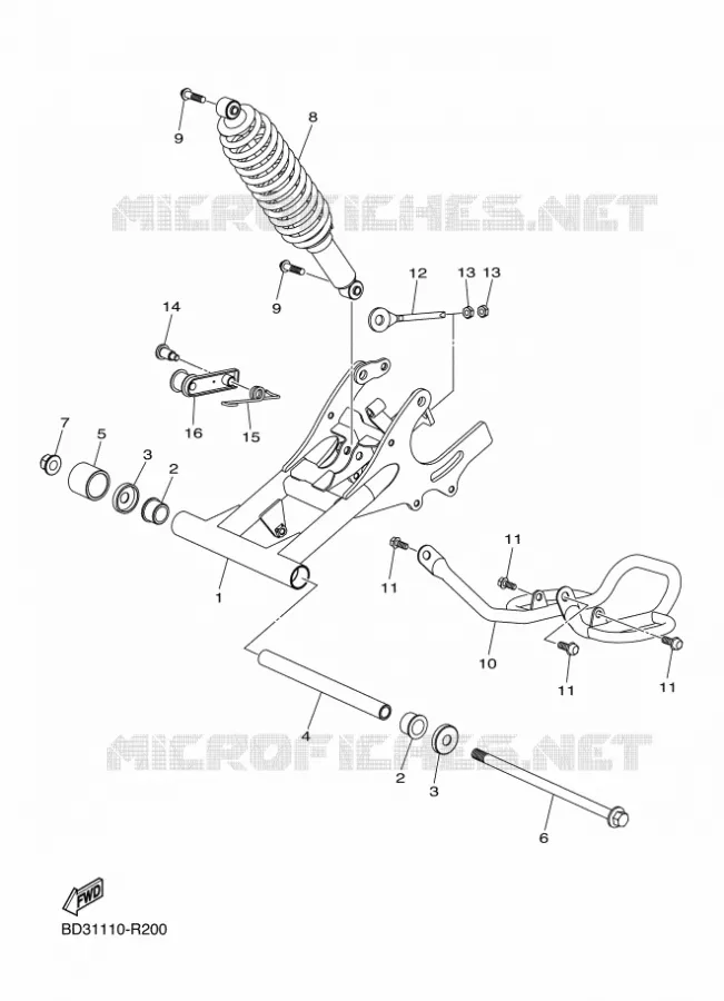 BRAS ARRIERE Yamaha QUAD 90 2022 RAPTOR  YF09RN / YFM90R