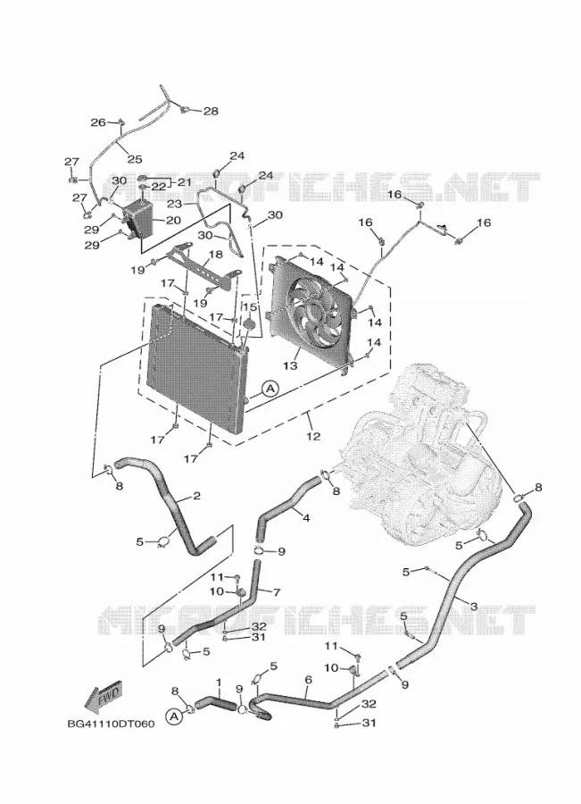 RADIATEUR / DURITES Yamaha SIDE BY SIDE 850 2021 WOLVERINE  YX85EPAM / YXE850EN