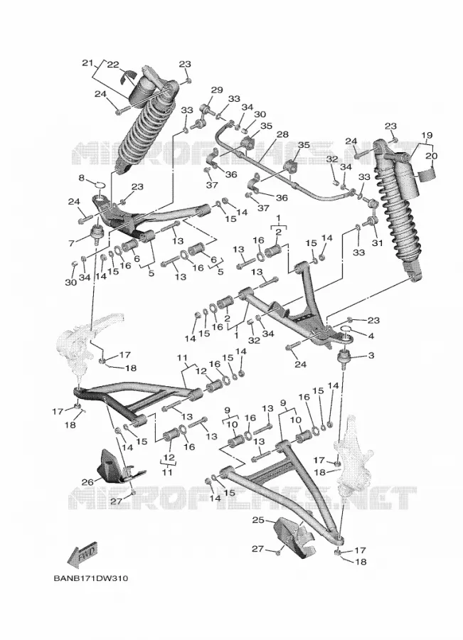 SUSPENSION / ROUE AVANT Yamaha SIDE BY SIDE 850 2021 WOLVERINE  YX85EPAM / YXE850EN