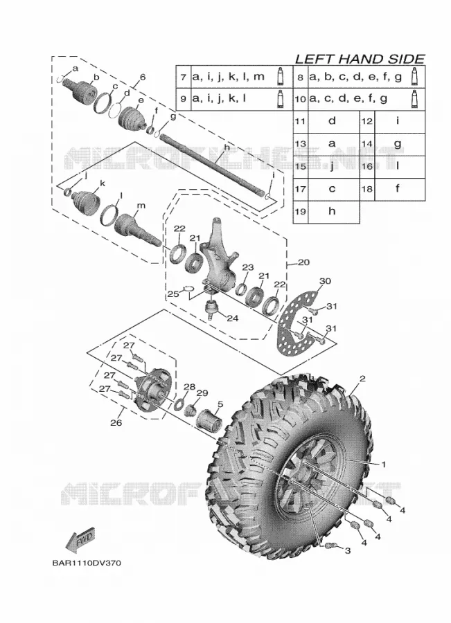 ROUE AVANT Yamaha SIDE BY SIDE 850 2021 WOLVERINE  YX85EPAM / YXE850EN