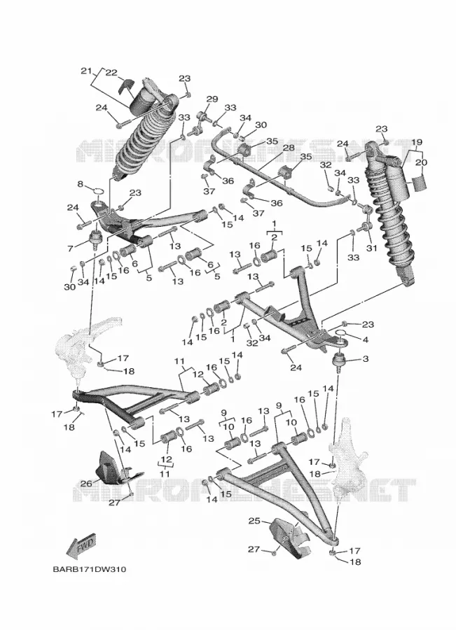 SUSPENSION / ROUE AVANT Yamaha SIDE BY SIDE 850 2021 WOLVERINE  YX85FPSM / YXF850ES